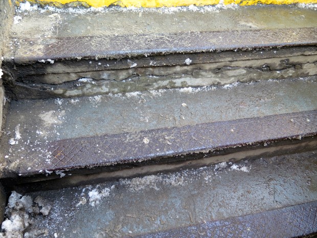 oops, don't forget how slippery the steps down to the subway become.